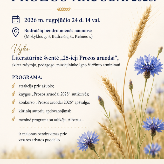 Kviečiame į literatūrinę šventę „25-ieji Prozos aruodai“